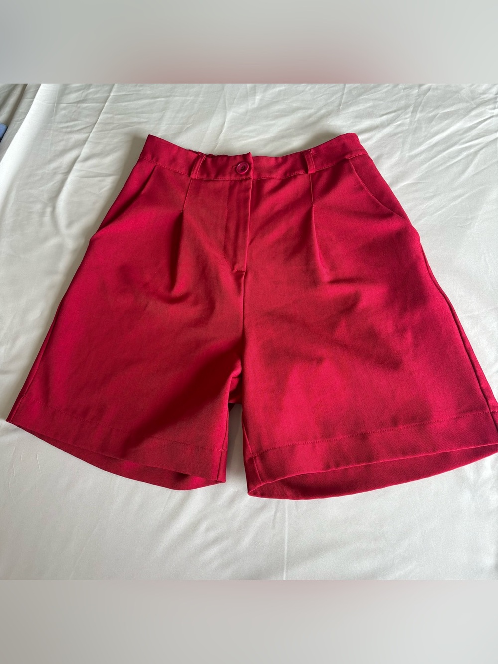 HOTOUCH High-Waist Pink Tailored Bermuda Shorts